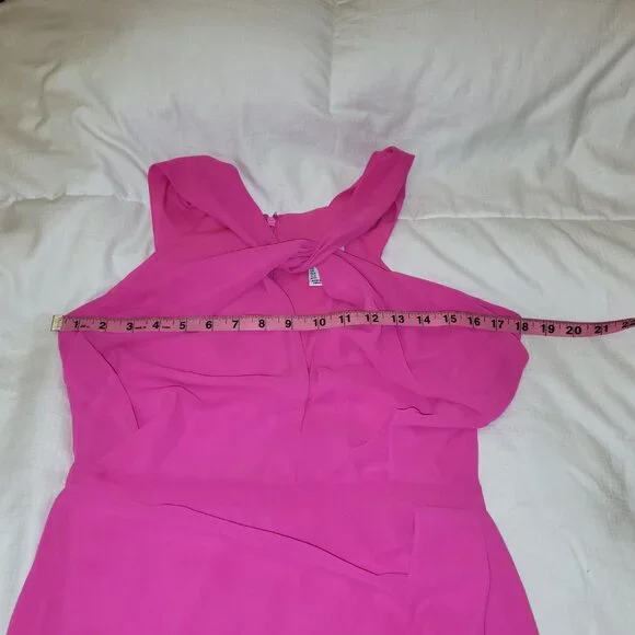 Badgley Mischka Belle Poppy Front Twist Hot Pink Cocktail Dress - 6 - Picture 9 of 12